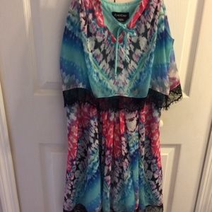 bebe Dresses - Bebe Tie Dye Sheer Dress (lined) bebe Dresses - Bebe Tie Dye Sheer Dress (lined)